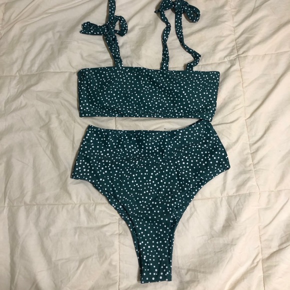 SHEIN Other - Green high waisted polka dot bikini